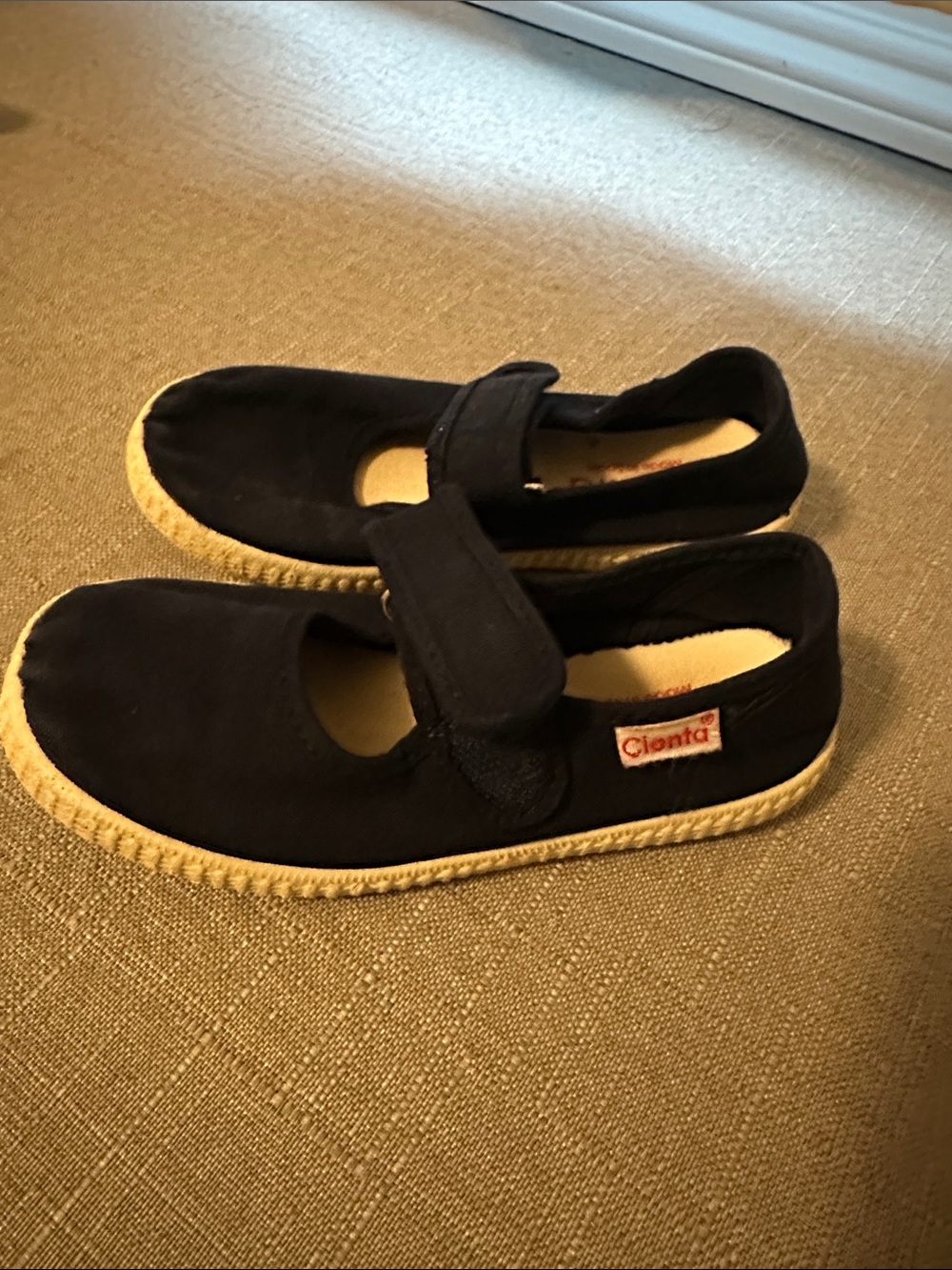 Cienta Navy Canvas Mary Jane with Natural Sole